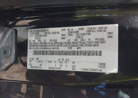 2017 Lincoln Mkc Reserve z USA, uszkodzony, nr VIN 5LMCJ3D90HUL14118